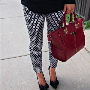 H&M Black White Geometric Patterned Skinny Pants 6